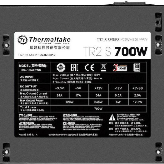 Thermaltake TR2 S 700W Μαύρο Τροφοδοτικό Υπολογιστή Full Wired 80 Plus Standard