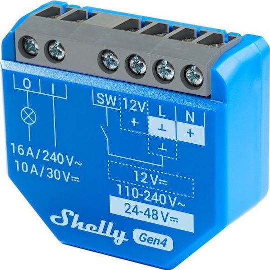 Shelly 1 Gen4 Smart Switch 1 Καναλιού Wi-Fi, Bluetooth & ZigBee 16A 2τμχ