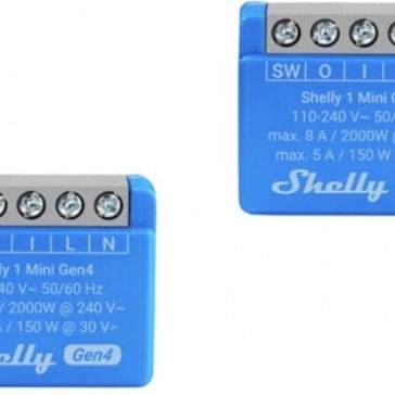 Shelly 1 Mini Gen4 Smart Switch 1 Καναλιού Wi-Fi, Bluetooth & ZigBee 8A (με Ουδέτερο) 2τμχ