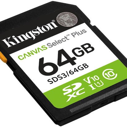 64gb Sd Memory Card Kingston Canvas Select Plus Uhs-i U1 V10 Read Speed Up To 100mb/s