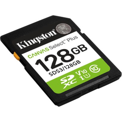 Kingston Canvas Select Plus SDXC 128GB Class 10 U1 V10 UHS-I με αντάπτορα