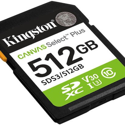 512gb Sd Memory Card Kingston Canvas Select Plus Class 10 Uhs-i Read Speed Up To 150mb/s