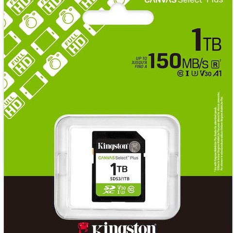 1tb Sd Memory Card Kingston Canvas Select Plus Class 10 Uhs-i Read Speed Up To 150mb/s