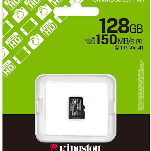 Kingston Canvas Select Plus microSDXC 128GB Class 10 U1 A1 με αντάπτορα