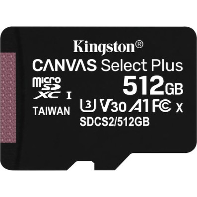 Kingston Canvas Select Plus microSDXC 512GB Class 10 U3 V30 A1 UHS-I