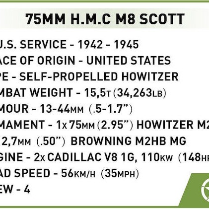 Cobi Τουβλάκια Historical Collection - H.M.C M8 Scott για 8+ Ετών 525τμχ
