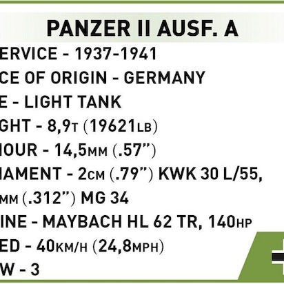 Cobi Τουβλάκια Historical Collection WWII Panzer II Ausf. A για 7+ Ετών 250τμχ