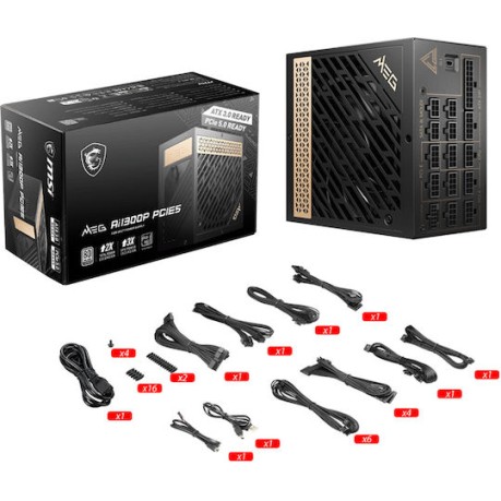 MSI MEG Ai1300P PCIE5 1300W Μαύρο Τροφοδοτικό Υπολογιστή Full Modular 80 Plus Platinum