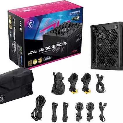 MSI MPG A1000GS PCIE5 1000W Μαύρο Τροφοδοτικό Υπολογιστή Full Modular 80 Plus Gold