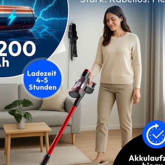 ProfiCare Pc-bs Επαναφορτιζόμενη Σκούπα Stick 22.2V Κόκκινη