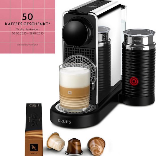 Krups CitiZ & Milk Καφετιέρα για Κάψουλες Nespresso με Αφρογαλιέρα Μαύρη