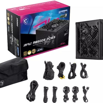 MSI A850GS 850W Μαύρο Τροφοδοτικό Υπολογιστή Full Modular 80 Plus Gold