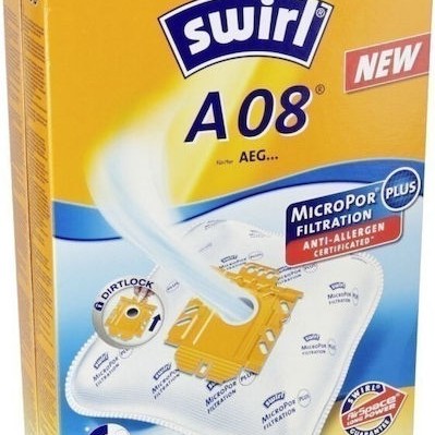 Swirl A08 Σακούλες Σκούπας 4τμχ Συμβατή με Σκούπα AEG