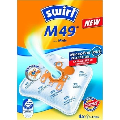 Swirl M49 Σακούλες Σκούπας 4τμχ Συμβατή με Σκούπα Miele