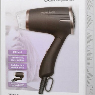 ProfiCare PC-HT3009 Brown Πιστολάκι Μαλλιών Ταξιδίου 1400W