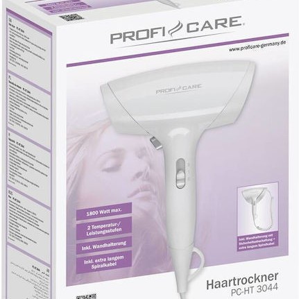 ProfiCare Σεσουάρ Ξενοδοχείου Λευκό 1.8kW με Σπειροειδές Καλώδιο έως 10εκ.