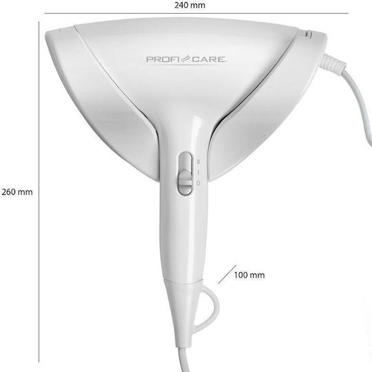 ProfiCare Σεσουάρ Ξενοδοχείου Λευκό 1.8kW με Σπειροειδές Καλώδιο έως 10εκ.