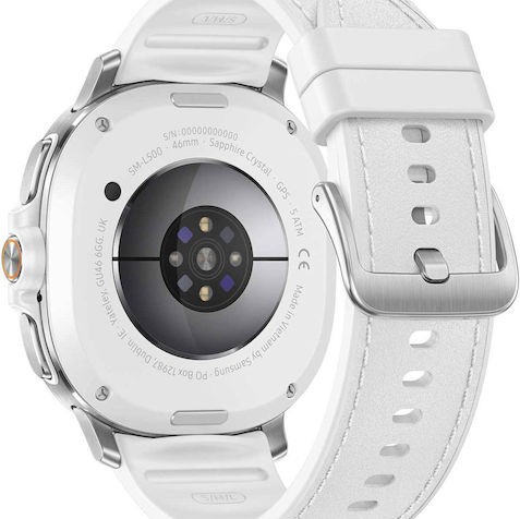 Samsung Galaxy Watch8 Classic LTE Stainless Steel 46mm Αδιάβροχο με eSIM και Παλμογράφο (Λευκό)