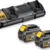 Dewalt Σετ 2 Μπαταριών Εργαλείου Λιθίου 18V Χωρητικότητας 6Ah με Φορτιστή Διπλός