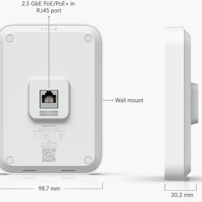 Ubiquiti U7 In-Wall WiFi Mesh Network Access Point Wi‑Fi 7 Dual Band (2.4 & 5GHz) για Εξωτερική τοποθέτηση