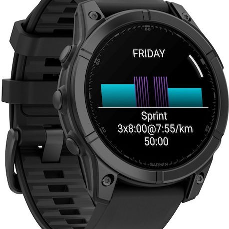 Garmin Fenix E Stainless Steel 47mm Αδιάβροχο Smartwatch με Παλμογράφο (Slate Grey Steel with Black Silicone Band)