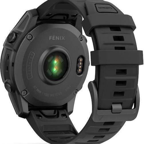 Garmin Fenix E Stainless Steel 47mm Αδιάβροχο Smartwatch με Παλμογράφο (Slate Grey Steel with Black Silicone Band)