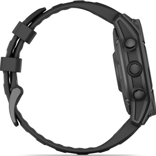 Garmin Fenix E Stainless Steel 47mm Αδιάβροχο Smartwatch με Παλμογράφο (Slate Grey Steel with Black Silicone Band)