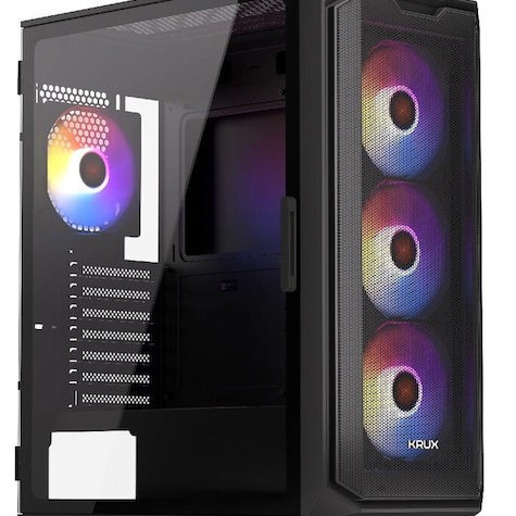 Krux Orona Gaming Midi Tower Κουτί Υπολογιστή με Πλαϊνό Παράθυρο Μαύρο
