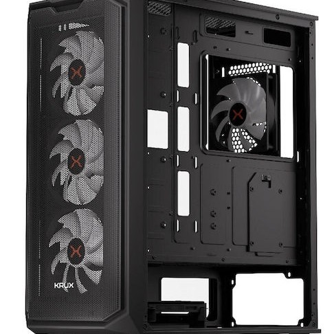 Krux Orona Gaming Midi Tower Κουτί Υπολογιστή με Πλαϊνό Παράθυρο Μαύρο