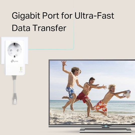 TP-LINK TL-PA7017P KIT v4 Powerline Διπλό για Ενσύρματη Σύνδεση με Passthrough Πρίζα και Θύρα Gigabit Ethernet