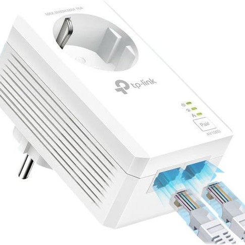 TP-LINK TL-PA7027P KIT v1 Powerline Διπλό για Ενσύρματη Σύνδεση με Passthrough Πρίζα και 2 Θύρες Gigabit Ethernet