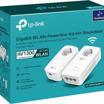 TP-LINK TL-WPA1300P KIT v3 Powerline Διπλό για Ασύρματη Σύνδεση Wi‑Fi 5 με Passthrough Πρίζα και 3 Θύρες Gigabit Ethernet