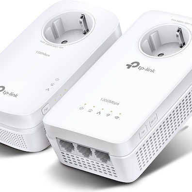 TP-LINK TL-WPA1300P KIT v3 Powerline Διπλό για Ασύρματη Σύνδεση Wi‑Fi 5 με Passthrough Πρίζα και 3 Θύρες Gigabit Ethernet