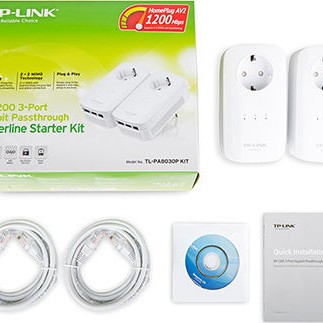 TP-LINK TL-PA8030P KIT v1 Powerline Διπλό για Ενσύρματη Σύνδεση με Passthrough Πρίζα και 3 Θύρες Gigabit Ethernet