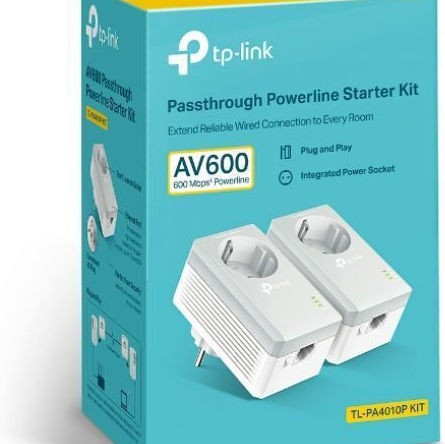 TP-LINK TL-PA4010PKIT v2.3 Powerline Διπλό για Ενσύρματη Σύνδεση με Passthrough Πρίζα και Θύρα Ethernet