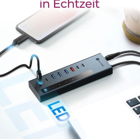 Icy Box Hub 9 Θυρών με σύνδεση USB-A Γκρι