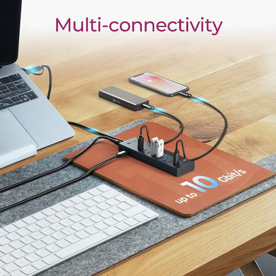 Icy Box Hub 9 Θυρών με σύνδεση USB-A Γκρι