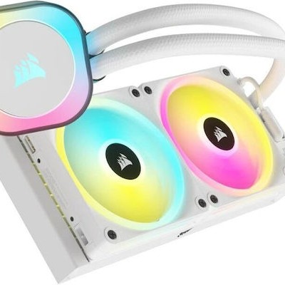 Corsair ICUE Link H100i Υδρόψυξη Επεξεργαστή Διπλού Ανεμιστήρα 120mm για Socket AM4/AM5/1700/1200/115x με RGB Φωτισμό Λευκή
