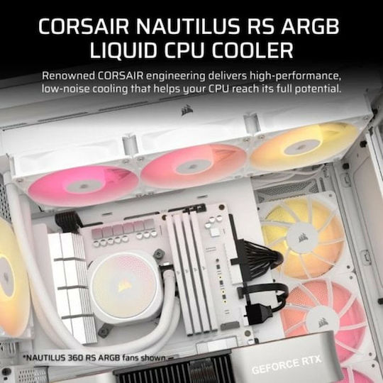 Corsair Nautilus 240 RS Υδρόψυξη Επεξεργαστή Διπλού Ανεμιστήρα 120mm για Socket AM4/AM5/1700 με ARGB Φωτισμό Λευκή