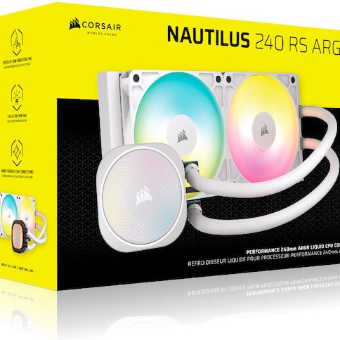 Corsair Nautilus 240 RS Υδρόψυξη Επεξεργαστή Διπλού Ανεμιστήρα 120mm για Socket AM4/AM5/1700 με ARGB Φωτισμό Λευκή