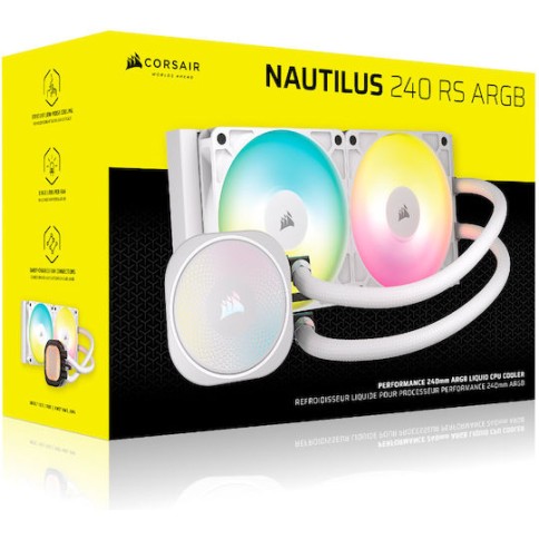 Corsair Nautilus 240 RS Υδρόψυξη Επεξεργαστή Διπλού Ανεμιστήρα 120mm για Socket AM4/AM5/1700 με ARGB Φωτισμό Λευκή