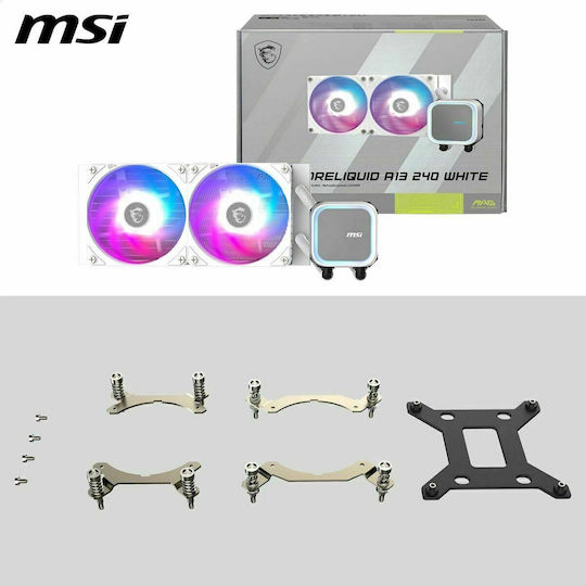 MSI MAG CORELIQUID A13 240 Υδρόψυξη Επεξεργαστή Διπλού Ανεμιστήρα 120mm για Socket AM4/AM5/1700 με ARGB Φωτισμό Λευκή