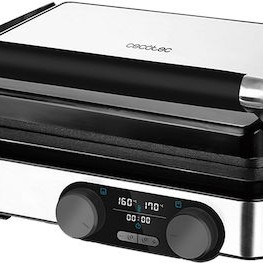 Cecotec Rock’n Grill Dual Επιτραπέζια Ηλεκτρική Ψησταριά Αλουμινίου Αυλακωτής Πλάκας 2000W με Καπάκι και Ρυθμιζόμενο Θερμοστάστη