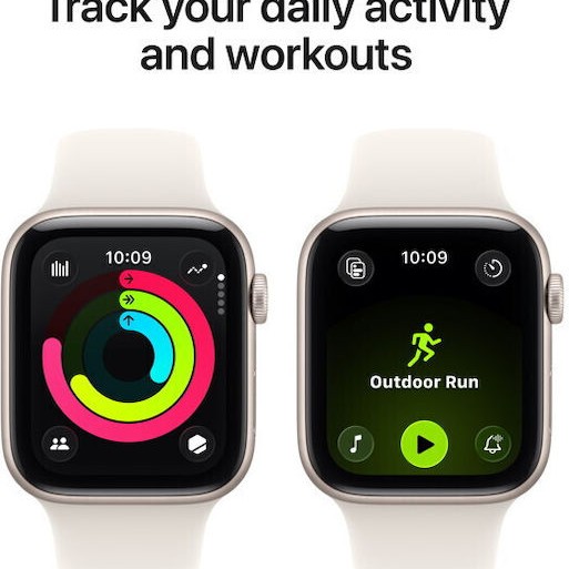 Apple Watch SE 3 Cellular Aluminium 40mm Αδιάβροχο με eSIM και Παλμογράφο (Starlight Aluminium Case with Starlight Sport Band - S/M)