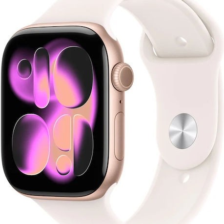 Apple Watch Series 11 Aluminium 42mm Αδιάβροχο με Παλμογράφο (Rose Gold Aluminium Case with Light Blush Sport Band - M/L)