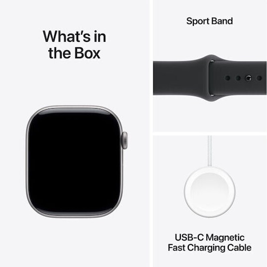 Apple Watch Series 11 Aluminium 46mm Αδιάβροχο με Παλμογράφο (Grey Aluminium Case with Black Sport Band - M/L)