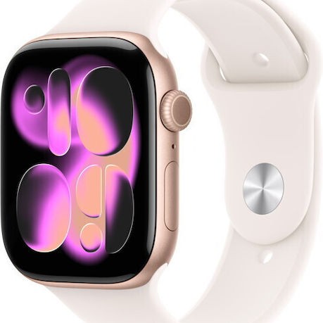 Apple Watch Series 11 Cellular Aluminium 42mm Αδιάβροχο με eSIM και Παλμογράφο (Rose Gold Aluminium Case with Light Blush Sport Band - S/M)
