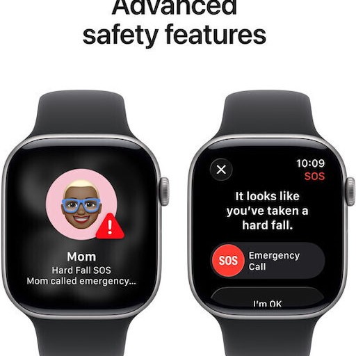 Apple Watch Series 11 Cellular Aluminium 42mm Αδιάβροχο με eSIM και Παλμογράφο (Space Grey Aluminium Case with Black Sport Band - S/M)