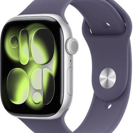 Apple Watch Series 11 Cellular Aluminium 46mm Αδιάβροχο με eSIM και Παλμογράφο (Silver Aluminium Case with Purple Fog Sport Band - M/L)