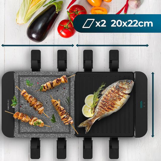 Cecotec Cheese&grill 16000 Inox Mixgrill Επιτραπέζια Ηλεκτρική Ψησταριά Raclette Αλουμινίου Σχάρας 1400W Ανοξείδωτη με Ρυθμιζόμενο Θερμοστάστη 22x20εκ.